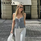 cold weather outfits Tineit 2024 Spring Summer Casual Plaid Cami Fashion Streetwear BOWtie Sleeveless Short Ladies Tops Chic Vintage Girls Tops