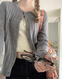 Tineit Vintage Cable Knit Slim Cardigan