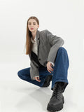 christmas outfit Tineit Grey Blazer Coat Women Korean Casual Loose 2025 Autumn Oversized Single-breasted Turndown Collar Long Sleeve Suit Jacket Female