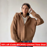 winter outfits men Autumn and Winter American Casual Turtleneck Sweater Zipper Cardigan Design Lazy Style Loose Fashion Autumn and Winter Clothes for Women