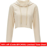 winter outfits men Solid Color Cropped Hooded Long Sleeve Sports Thin Sweater for Women