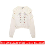 Women's 2024 Autumn and Winter Fashionable Elegant Embroidered Knitted Sweater