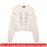 Women's 2024 Autumn and Winter Fashionable Elegant Embroidered Knitted Sweater