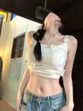 Tineit Summer Women Knitted Vest 2000s Aesthetic Solid Slim Bodycon Camisole Casual Y2k Crop Tops Hot Sexy Kpop Kawaii Tanks 2025