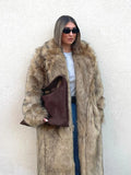 Tineit Fashion Oversized Lapel Collar Faux Fur Long Coat For Women Chic Long Sleeve Thick Warm Fluffy Jacket 2025 Lady High Streetwear