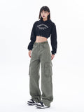 Tineit Vintage 90s Green Cargo Jeans