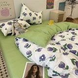 Tineit Floral Bedding Set Korean Style Twin Double Size Duvet Cover No Filling Pillowcases Sheet Fashion Boys Girls Gift Home Textile