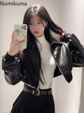 Tineit Black Leather Jackets for Women Streetwear Harajuku Y2k Tops 2025 Ropa Mujer Fashion Korean Outwear Zipper Casual PU Crop Coats