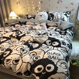 Tineit Cute Bear Bedding Set No Filler Ins Korean Style Duvet Cover Pillowcase 2024 New Single Full Size Kids Adult Soft Bed Linen