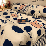 Tineit Chinese Cute Panda Bedding Set Cartooon Bamboo Pattern Quilt Cover Sheets Full Size For Kids Adults Home Textile Soft Polyester