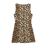 cold weather outfits Tineit 2024 Spring Summer Women LEOPARD Sexy Dresses Fashion Nightclub O Neck Slim Sleeveless Print Elegant Ladies Mini Dresses