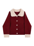 christmas outfit Tineit Spring New Red Cardigan Sweaters For Women Loose Peter Pan Collar Elegant Korean Single Breasted Female Knit Cardigans Coat Top