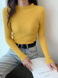 thanksgiving outfit Tineit Knitted Solid Slim Turtleneck Women Casual Simple Elastic Thin Pullover Sweaters Lady Korean Autumn Chic Daily Basic Knitwear