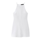 cold weather outfits Tineit 2024 Spring Summer Streetwear Women Mini Dresses Fashion Vintage Elegant Solid Cami Sleeveless O Neck Ladies Dresses