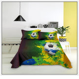 Tineit Kids Football Bed Sheet Set Sport Game Soccer Printing Bedding ForBoys Soft Polyester Bed Flat Sheet With Pillowcase