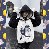 Tineit Japanese Hoodies Women's Clothing Hooded Anime Print Zipper Y2k Jackets 2025 Ropa Mujer Casual Fashion Thicked Sweatshirt Tops