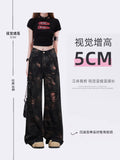 christmas outfit Tineit Women's Black Gothic Y2k Ripped Jeans Baggy Harajuku Denim Trousers Vintage Emo Jean Pants Japanese 2000s Style Trashy Clothes