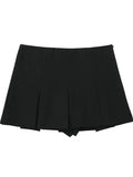 Tineit Fashion Women's High Waist Shorts Skirts Pleated Skirt Shorts Women Striped Bermuda Shorts Woman Casual Mini Shorts