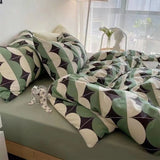 Tineit Nordic Style Ins Avocado Green Bedding Set Cartooon Fruit Quilt Cover Polyester High Quality Comforter Full Size With Pillowcase