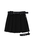 christmas outfit Tineit 2025 Punk Gothic Black Pleated Crop Skirts Women High Waist Belt Tide Grunge Goth Sexy Skirt Summer Y2K Fashion Egirl Clothes