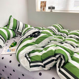 Tineit Classic Plaid Bedding Set 2024 New Duvet Cover No Filling  Flat Sheet Pillowcase Kit Boys Girls Single Queen Size Home Textile