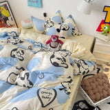 Tineit Ins Rabbit Bedding Set Fashion No Filler Korean Single Queen Size Duvet Cover Flat Sheet Pillowcases Cute Kids Adult Bed Linens