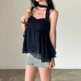 Tineit 2000s Aesthetic Sleeveless Solid Tops Hot Girls Korean Fashion Sweet Tank Top Summer Casual Basic Pure Color Camis Woman Chic