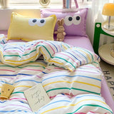 Tineit Big Eyes Bedding Set 2024 New Colorful Boys Girls Duvet Cover No Filler Pillowcase Flat Sheet Twin Queen Size Home Bedspread