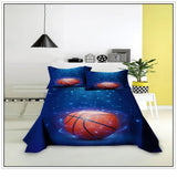 Tineit Kids Football Bed Sheet Set Sport Game Soccer Printing Bedding ForBoys Soft Polyester Bed Flat Sheet With Pillowcase