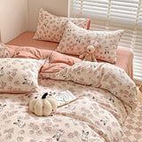 Tineit Cute Strawberry Duvet Cover Set Floral Style with Flat Sheet Pillowcase No filler Queen Double Girls Boys Home Decor Bed Linens