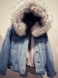 christmas outfit Tineit Women's Faux Fur Denim Jacket Vintage Harajuku Aesthetic Long Sleeve Jean Jacket Outerwear Korean Y2k Denim Coat 2000s Clothes