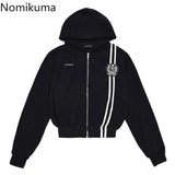 Tineit Harajuku Black Hoodies Women Clothing 2025 Streetwear Fashion Y2k Coats Ropa Mujer Hooded Sweatshirts Casual Zipper Hoodie Tops