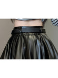 christmas outfit Tineit Women Black A-line Leather Skirt Vintage Aesthetic Y2k Pleated Skirt Harajuku Korean Gothic Mini Skirt Emo 2000s Clothes Summer