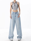 Tineit Light Blue Washed Baggy Boyfriend Jeans