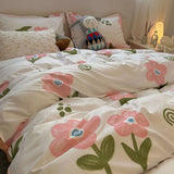 Tineit Cute Bedding Set Fashion Single Double Size Flat Sheet Duvet Cover Pillowcase Soft Microfiber Boys Girls Bed Linen