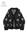 christmas outfit Tineit Gothic Style Fashion Oversized Black Cardigan For Women Sweater Long Sleeve V-neck Harajuku Loose Vintage Knitwear Tops Coat