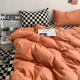 Tineit Checkerboard Bedding Sets Solid Color Fashion Single Double Queen Size Duvet Cover Flat Sheet Pillowcases Hotel Home Bed Linen