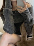 Tineit Solid Off Shoulder Knit Sweater