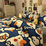 Tineit INS Tie-dye Gradation Bedding Set Korean Style Girls Boys Double Size Flat Sheet Duvet Cover Pillowcase Bed Linen Home Textile