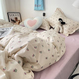 Tineit Ins Nordic Duvet Cover Set 2024 Summer New Twin Queen Size Kids Adult Flat Sheet Pillowcase No Filler Fashion Bed Linens