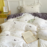 Tineit French Ins Bedding Set No Filler Korean Floral Ruffles Single Double Queen Size Duvet Cover Sheet Pillowcase Home Textile