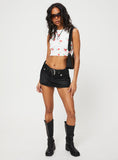 Tineit Leita Belted Micro Skort Washed Black Denim 2024 New Pant