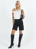 Tineit Xena Long Denim Shorts Black 2024 New Pant