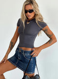 Tineit-Faya Low Rise Denim Mini Skirt Dark Blue