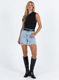 Tineit Maggie Denim Shorts Mid Wash 2024 New Pant