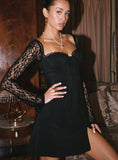 Tineit Ashwood Lace Sleeve Mini Dress Black