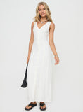 Tineit Summer Season Linen Blend Maxi Dress White