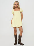 Tineit Beyond Linen Blend Mini Dress Yellow