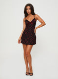 Tineit Karena Mini Dress Black / Red Floral