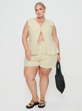 Tineit This Summer Linen Blend Shorts Sand Curve 2024 New Pant